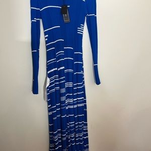 BCBGMAXAZRIA French Blue And White Striped Dress Size Medium NWT